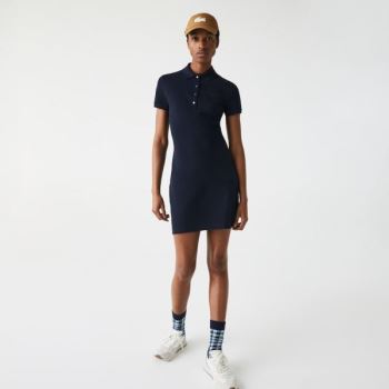 Lacoste Stretch Cotton Piqué Polo Dress - Šaty Dámské Tmavě Blankyt Blankyt | CZ-bUI0sB